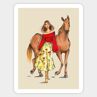 Lady and The Horse Sticker